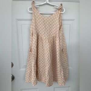 Rylee + Cru checker dress peach cream off white youth 10-12